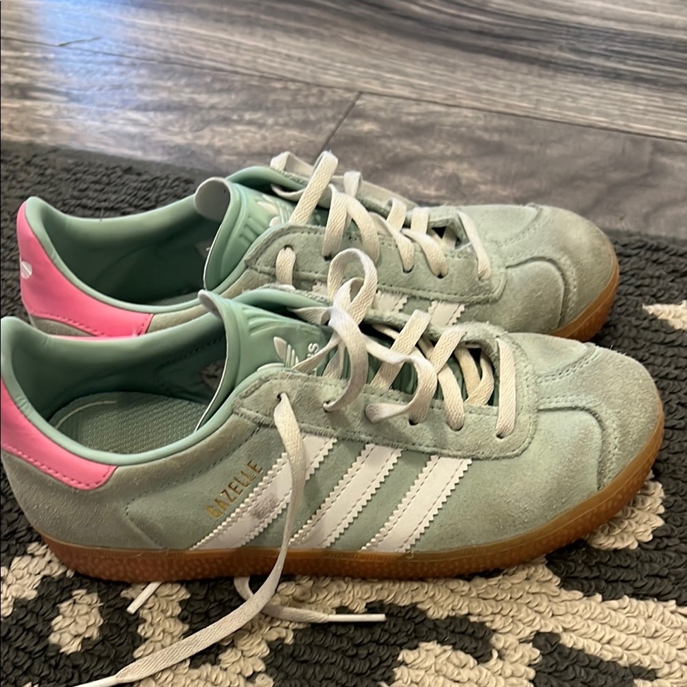 Adidas Gazelle Pastel Green and Pink Sneakers
